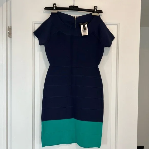 BCBG MaxAzria Kisha Dress in Navy Teal. Bodycon Dress, Size Small - Picture 3 of 7